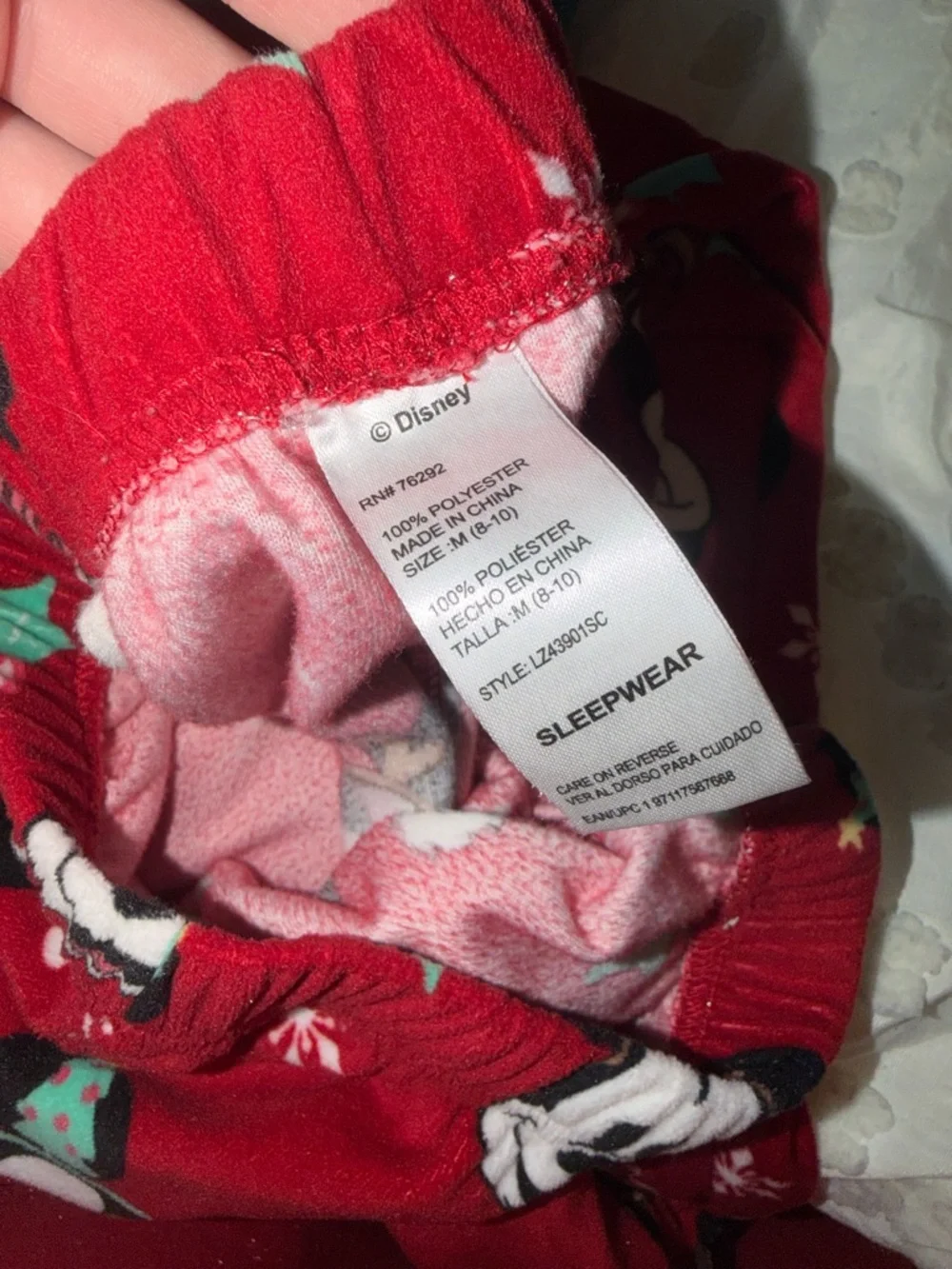 Disney Red Holiday Mickey Sleepwear Top & Bottom with Teal & White Accents - Picture 3 of 8